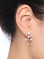 thumb Elegant Platinum Plated Cross Shaped Shell Drop Earrings 1