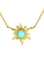 thumb 925 Sterling Silver With Opal Cute  Sun Necklaces 0