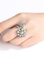 thumb Copper With Cubic Zirconiad Vintage Flower Free Size Rings 1