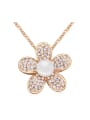 thumb Fashion White Tiny Crystals-covered Flower Imitation Pearl Alloy Necklace 0
