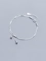 thumb 925 Sterling Silver With Platinum Plated Simplistic Light bead Double layer Bracelets 0