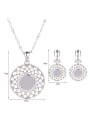 thumb Alloy White Gold Plated Fashion Rhinestones Hollow Round-shaped Two Pieces Jewelry Set 3