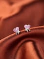 thumb Heart-shape Micro Pave Amethysts Stud Earrings 1