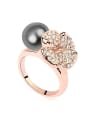 thumb Personalized Imitation Pearl Shiny Crystals-Covered Flower Alloy Ring 1