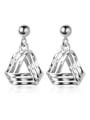 thumb 925 Sterling Silver With Platinum Plated Simplistic Triangle Stud Earrings 2