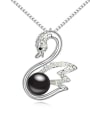 thumb Exquisite Imitation Pearl Shiny White Crystals-studded Swan Alloy Necklace 3