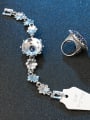 thumb Ethnic style Sapphire Crystals White Rhinestones Flowery Two Pieces Jewelry Set 1