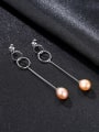 thumb Pure silver double ring design natural pearl earrings 2