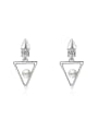 thumb Simple Hollow Triangle Imitation Pearl Cubic Zircon Copper Stud Earrings 0