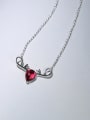 thumb Exquisite Water Drop Red Stone Deer Antlers 925 Silver Necklace 0