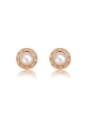 thumb Round Shaped Artificial Pearl Alloy Stud Earrings 0