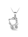 thumb Fashion Cartoon Kitty Zirconias Copper Necklace 0