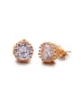 thumb 18K Gold Plated Round Shaped Zircon Stud Earrings 2