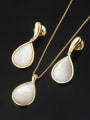 thumb Copper With  Shell Delicate Water Drop 2 Piece Jewelry Set 0