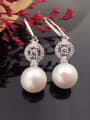 thumb Freshwater Pearl Zircon Round drop earring 0