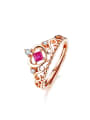 thumb 925 silver with 18K platinum gemstone  ruby crown ring 2