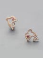 thumb Rose Gold Plated Dolphin Zircon Earrings 0