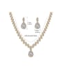 thumb Copper With Cubic Zirconia Delicate Water Drop  Earrings And Necklaces 2 Piece Jewelry Set 2