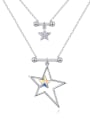 thumb Double Layer Hollow Star Pendant austrian Crystals Alloy Necklace 2