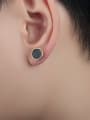 thumb Fashion Tiny Black Round Titanium Stud Earrings 1