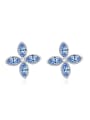 thumb Simple Marquise austrian Crystals Flower Stud Earrings 0