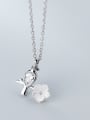 thumb 925 Sterling Silver With Platinum Plated Cute Little Bird Flower Necklaces 1