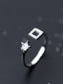 thumb Exquisite Star Shaped S925 Silver Open Design Rhinestone Ring 1