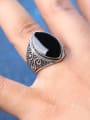 thumb Retro style Oval Black Enamel Alloy Ring 1