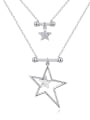 thumb Double Layer Hollow Star Pendant austrian Crystals Alloy Necklace 3
