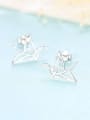 thumb 925 Sterling Silver With Glossy  Simplistic Paper crane Stud Earrings 4