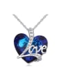 thumb Fashion Love Heart Blue austrian Crystal Pendant Alloy Necklace 1