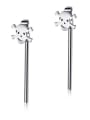 thumb Stainless Steel With Platinum Plated Vintage Smooth Skull Threader Earrings 0