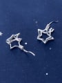 thumb 925 Sterling Silver With Glossy Personality Star Clip On Earrings 3