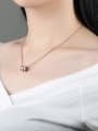 thumb Simple Three Rings Rhinestones Rose Gold Plated Necklace 1