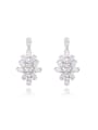 thumb Elegant Ice Flower Shaped AAA Zircon Drop Earrings 0