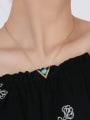 thumb Fashion Letter V Shaped Turquoise Stone Titanium Necklace 1