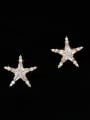 thumb Copper With  Cubic Zirconia Simplistic Star Stud Earrings 1