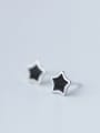 thumb S925 Silver Korean Simple Style Black Star stud Earring 0