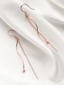 thumb 925 Sterling Silver With Rose Gold Plated Trendy Chain Threader Earrings 0