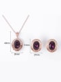 thumb Alloy Rose Gold Plated Vintage style Stone Oval-shaped Two Pieces Jewelry Set 3