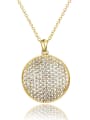 thumb Shining 18K Gold Plated Round Shaped Zircon Necklace 0