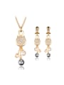 thumb 2018 Alloy Imitation-gold Plated Fashion Artificial Pearl and Rhinestones Two Pieces Jewelry Set 0