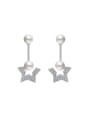 thumb Fashion Imitation Pearls Cubic Zirconias Star Copper Stud Earrings 0