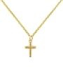 thumb Cross Shaped Simple Small Gold Black Plated Necklace 3