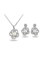 thumb All-match Platinum Plated Flower Artificial Pearl Two Pieces Jewelry Set 0