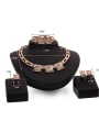 thumb Alloy Imitation-gold Plated Vintage style Rhinestones Hollow Square Four Pieces Jewelry Set 2