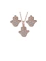 thumb Copper With Cubic Zirconia Personality Palm Earrings And Necklaces  2 Piece Jewelry Set 0