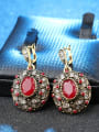 thumb Vintage style Ruby Resin stones White Crystals Earrings 1