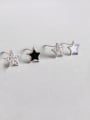 thumb 925 Sterling Silver With Platinum Plated Personality Star dissymmetry Stud Earrings 0