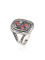 thumb Retro style Cubic rhinestones Antique Silver Plated Alloy Ring 0